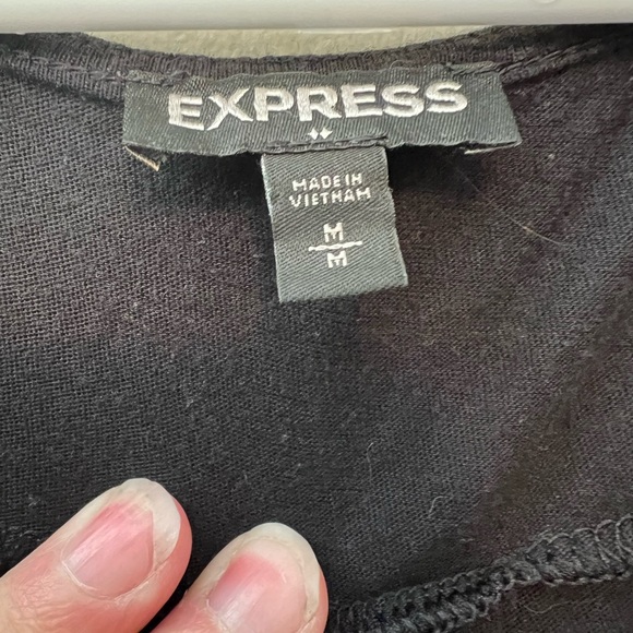Express black tank with 1/4 zipper and faux pockets in front, pleated back. M - Picture 3 of 3